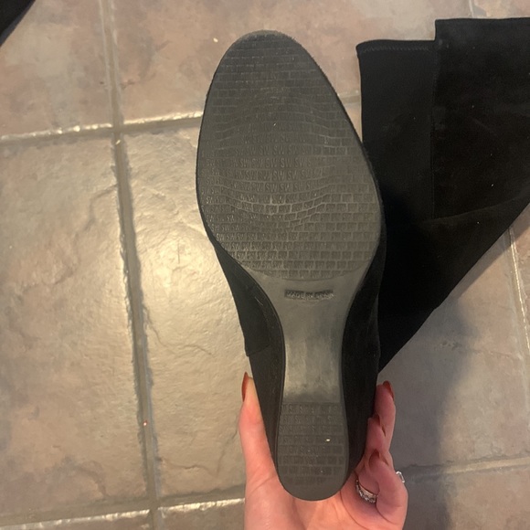 Stuart Weitzman - Womens Suede Over The Knee Wedge Heel Boots - Picture 4 of 9